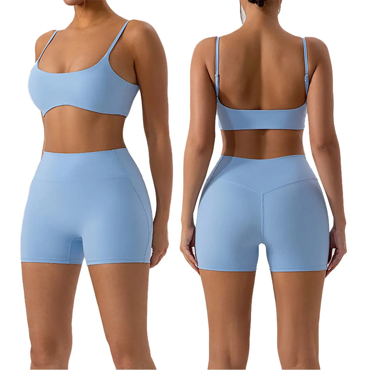 Running Training Set Adjustable Shoulder Straps Fitness Yoga Bra & High Waist Legging/Shorts 2 Pcs Sports Set