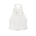 MUJER 2026 Halter Tops for Women Black Satin Backless Top Female Pink Summer Beach Top Woman off Shoulder Camisole Top Women