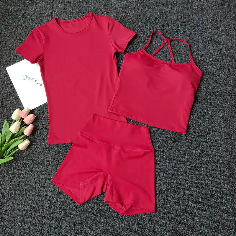 3 Piece Quick Dry Workout Set for Women, Full Coverage Sports Bra & Leggings, Running Yoga Training Outfit